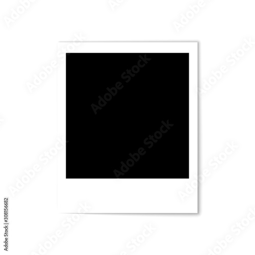 Photo card mockup. Blank frame with empty space for your image isolation on white background. Vintage realistic design template. Vector illustration.