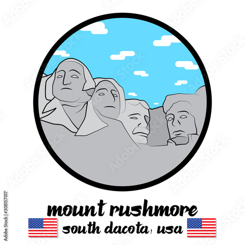 circle icon mount rushmore. vector illustration