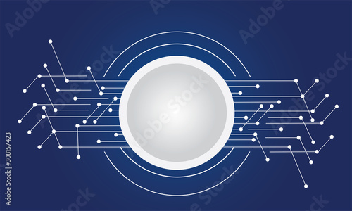 Abstract background  connecting dots and lines. Connection science background, circuit board background technology, Vector illustration design digital technology. with drak blue template
