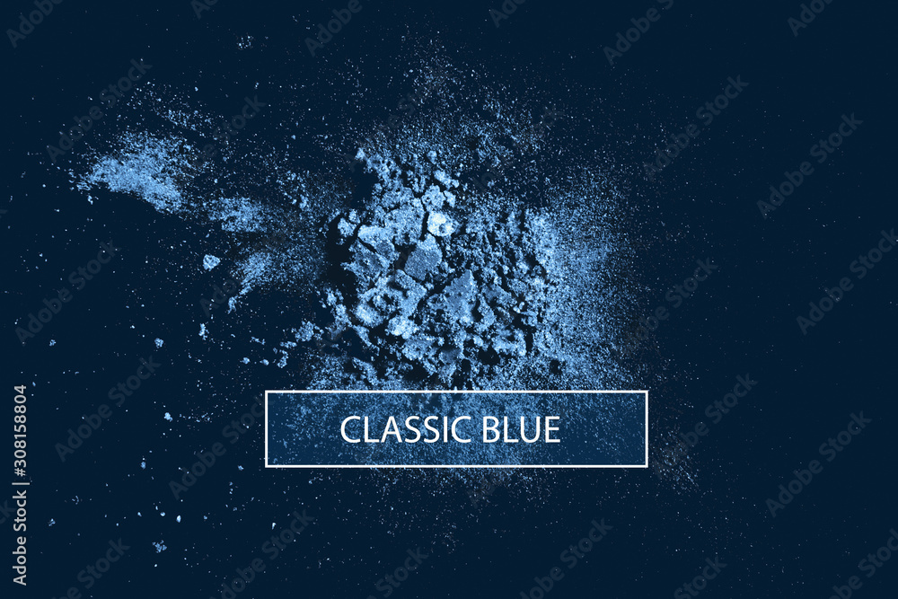 Classic blue smashed eye shadow. Trendy color makeup swatch Classic blue smashed eye shadow. Trendy color makeup swatch