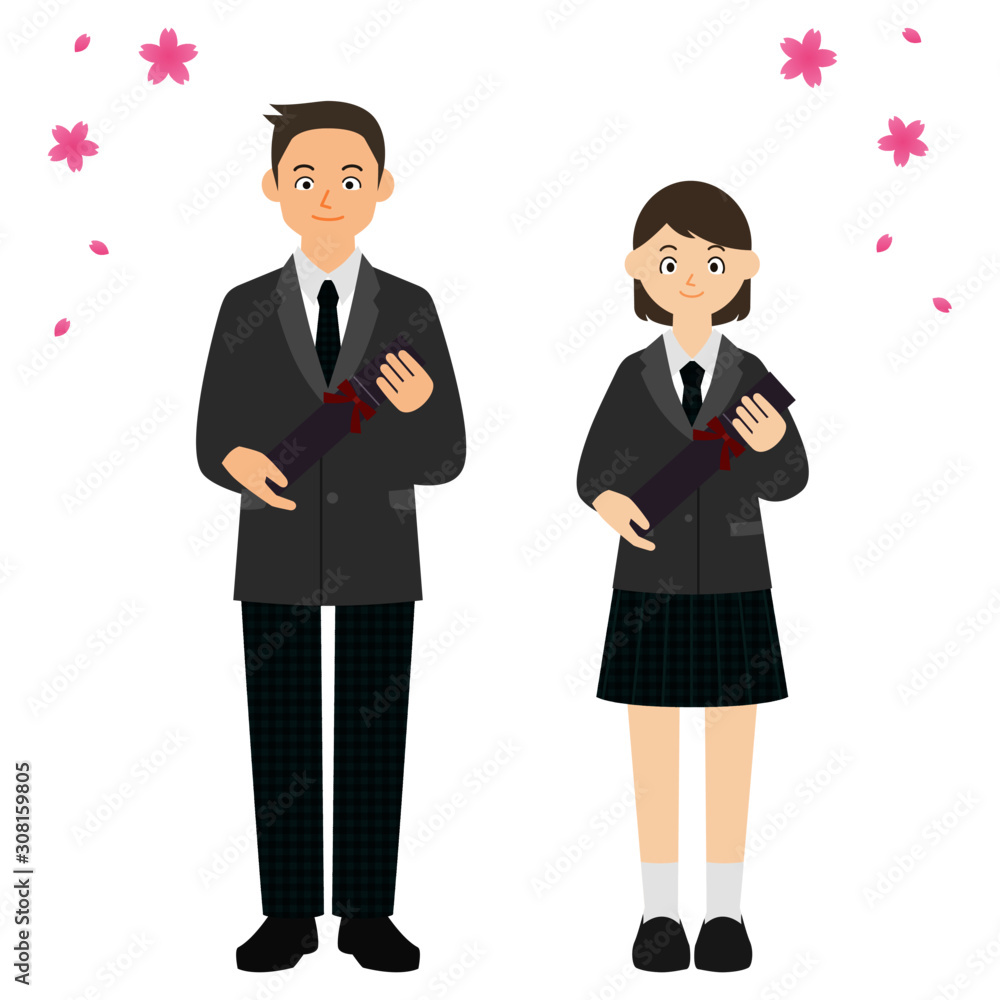 卒業証書を持った学生