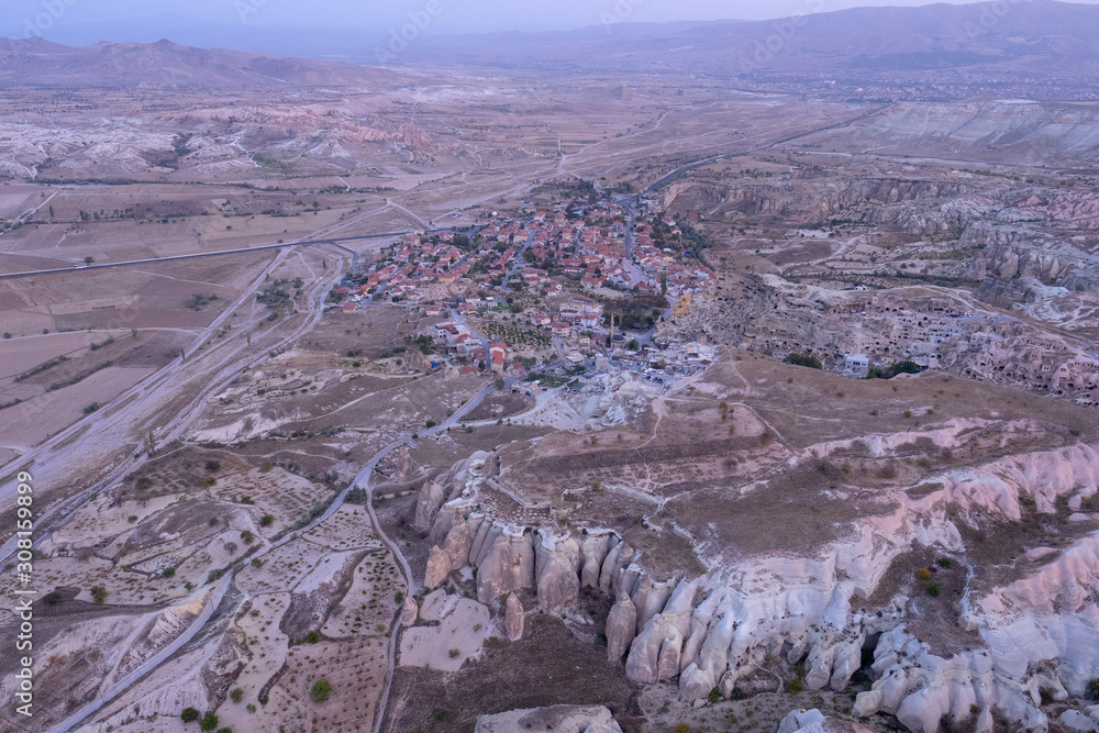 Aerial view of Goreme town in Cappadocia
