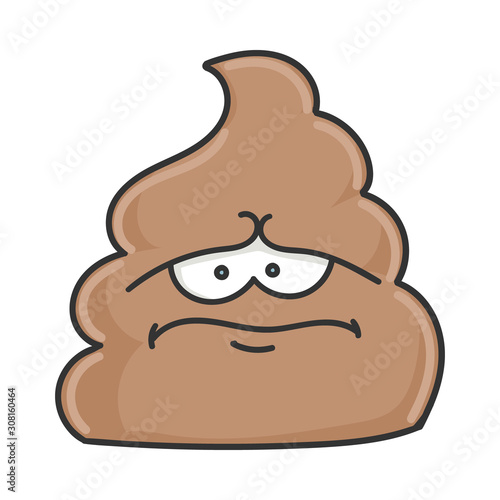 Sad depress poop cartoon character isolated on white