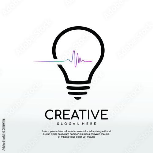 Lightbulb logo, vector illustration. Lightbulb with pulse. photo