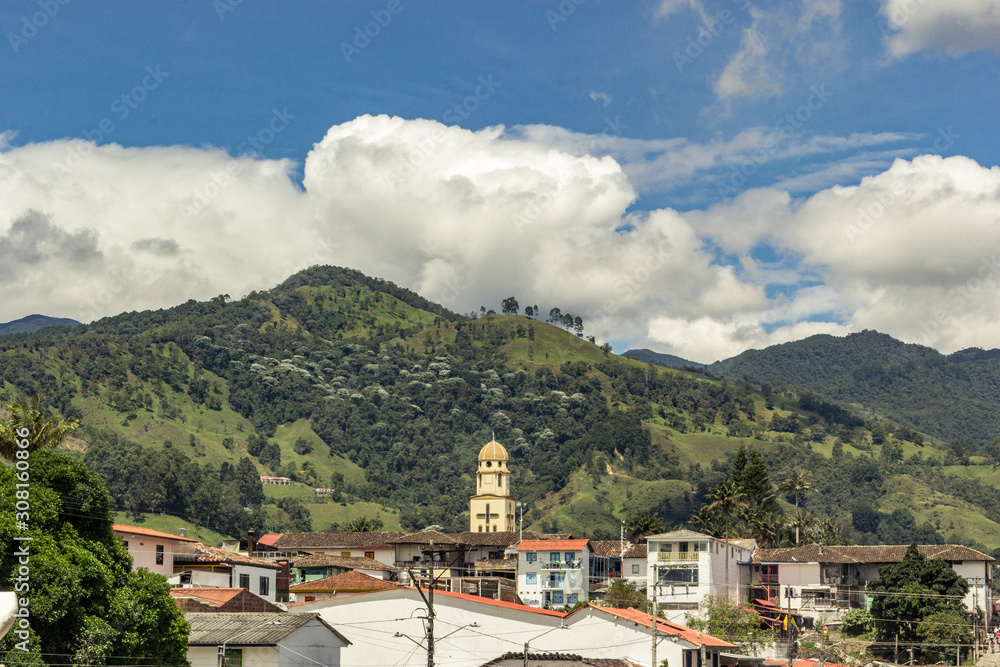colombian colonial village in the mountains 