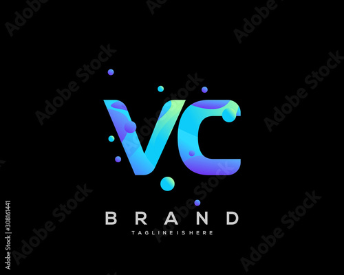 Initial letter VC logo with colorful, letter combination logo design for creative industry, web, business and company. - Vector