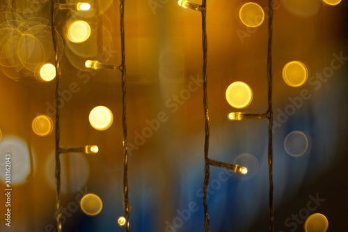 LED lights (and its line) with colorful bubble blur background