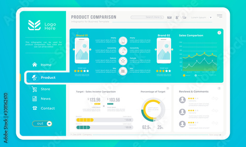 Personal comparison infographic on admin dashboard template