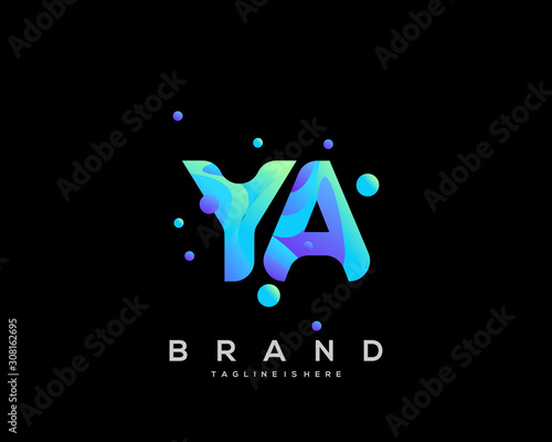 Initial letter YA logo with colorful, letter combination logo design for creative industry, web, business and company. - Vector