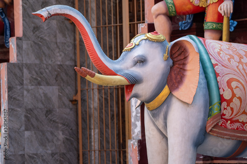 Elephant statue at Temple of Sri Kailawasanathan Swami Devasthanam Kovil, the oldest Hindu temple in Colombo dating back to the 1700s photo