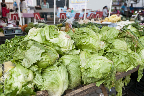 Venta de lechuga fresca en mercado