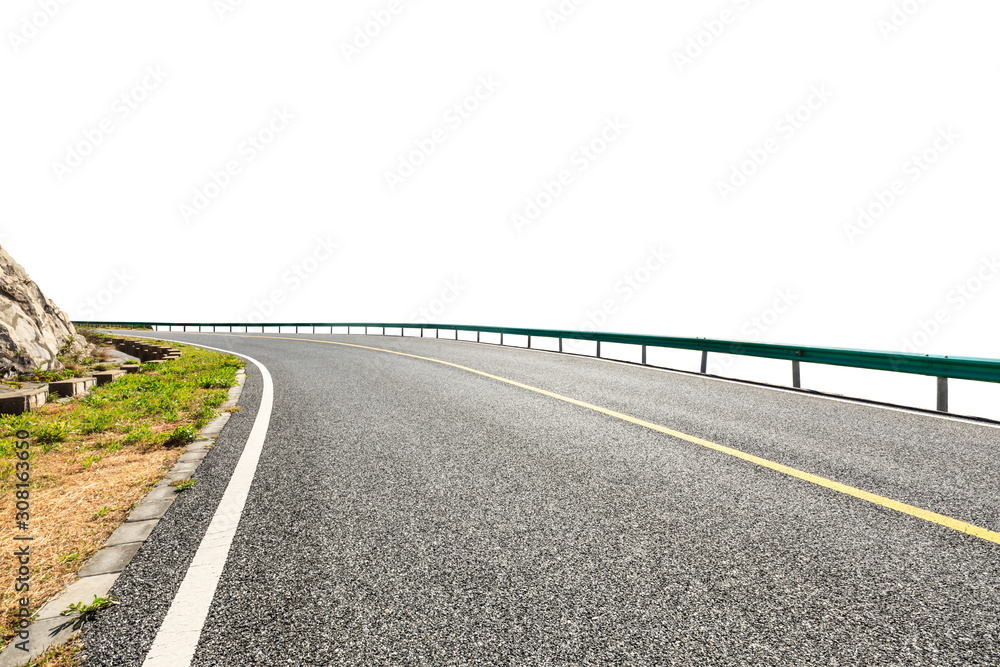Obraz premium Empty asphalt road highway ground and white background.