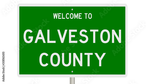 Rendering of a 3d green highway sign for Galveston County photo