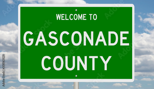 Rendering of a 3d green highway sign for Gasconade County photo