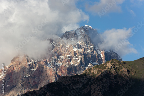 gorgeous snow mountain and lake photo