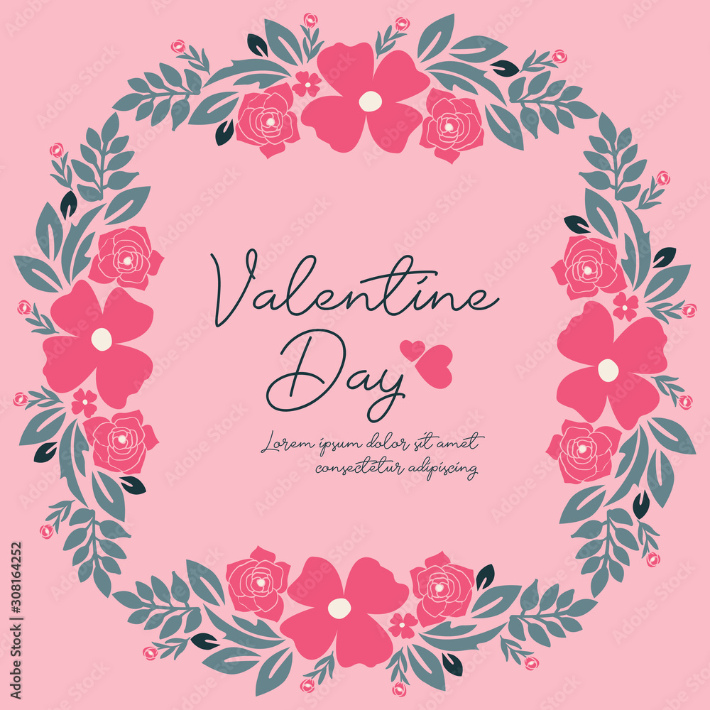 Place for text, valentine day, romantic, with leaf flower frame style. Vector