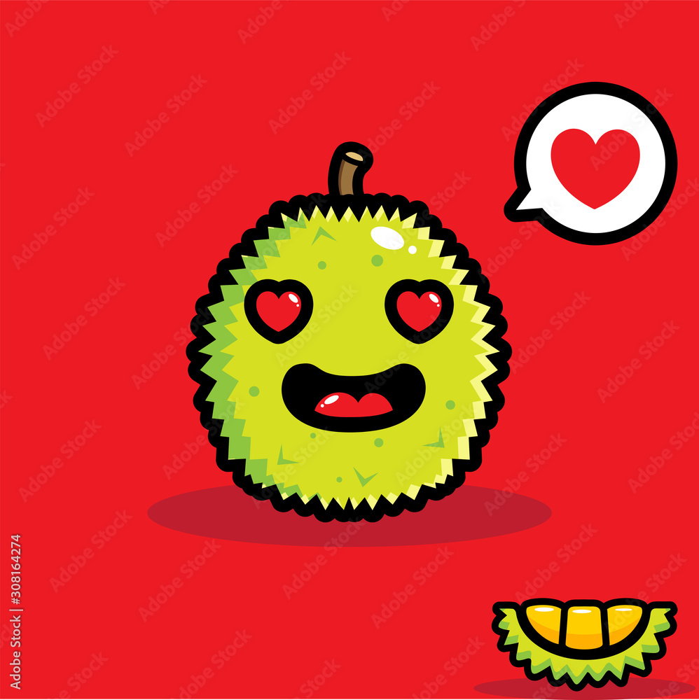 vector design of the durian fruit love mascot vector design of the durian fruit love mascot