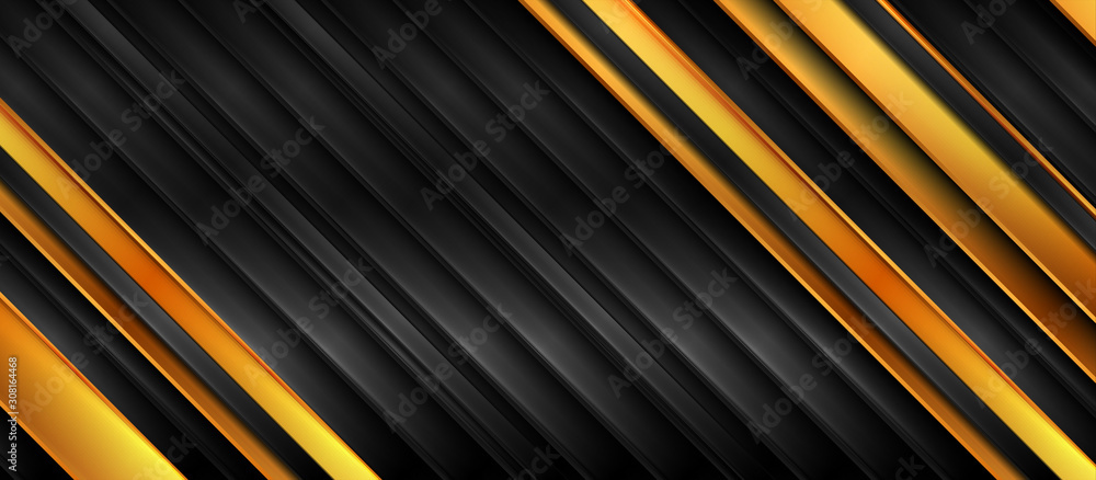 Black and golden abstract tech corporate background with glossy stripes. Vector design Black and golden abstract tech corporate background with glossy stripes. Vector design