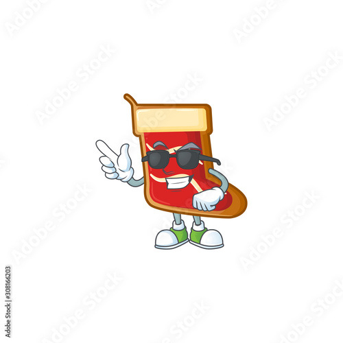 Super cool santa shoes cookies character wearing black glasses