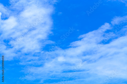 Blue sky with group of tiny clouds. Panorama background