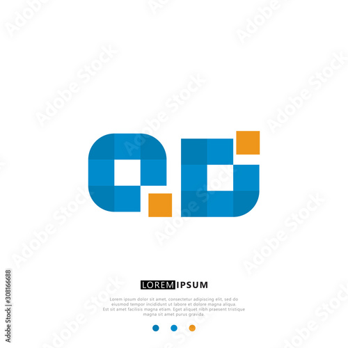 QD Q D Logo Monogram with Blue and yellow Colors. modern letter logo design