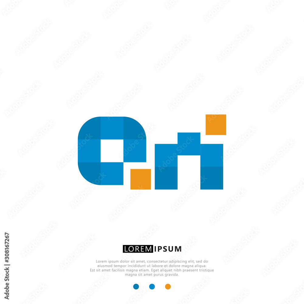 QM Q M Logo Monogram with Blue and yellow Colors. modern letter logo design