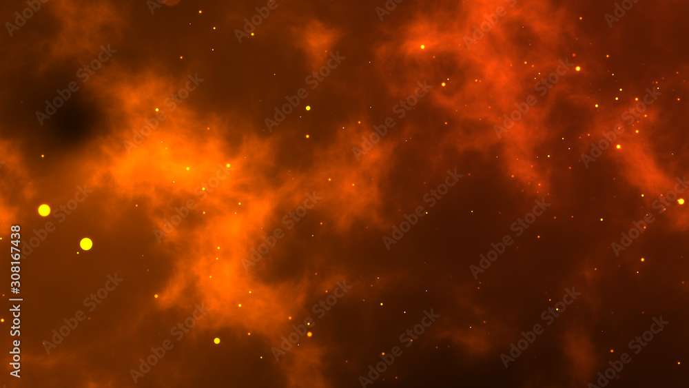 abstract gold particles with flare blackground.
