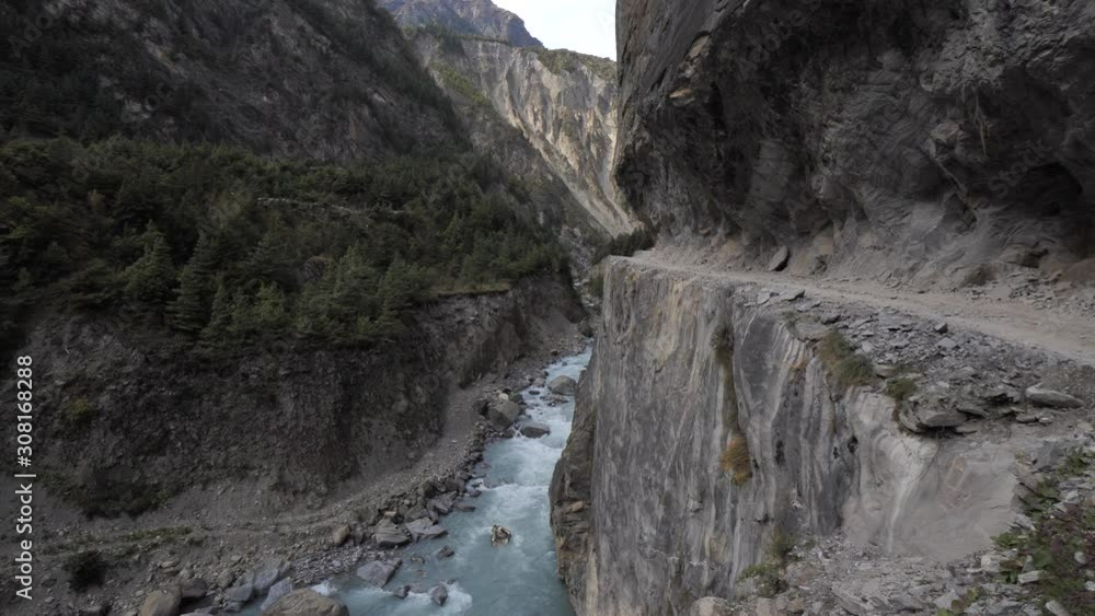 Epic big mountain landscape trekking the famed Annapurna Circuit in Nepal, 2019. Himalaya. Mountains. Epic big mountain landscape trekking the famed Annapurna Circuit in Nepal, 2019. Himalaya. Mountains.