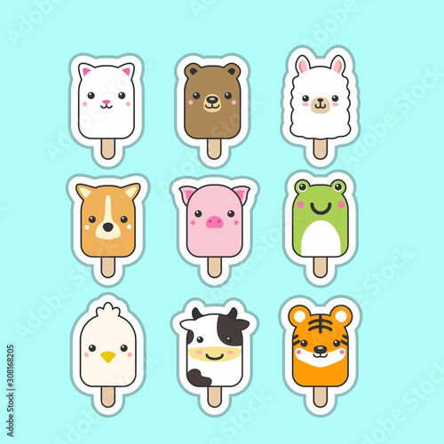 cute popsicle animal character design 