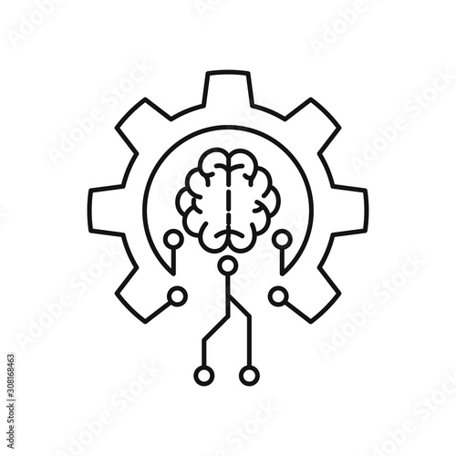 Concept of Artificial Intelligence AI  Machine learning and robotics. Flat illustration. Isolated. 