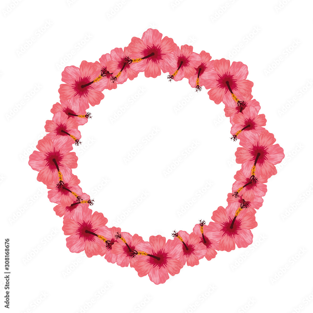 frame circular of flowers isolated icon vector illustration design