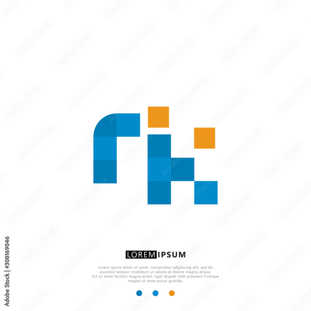 RK R K Logo Monogram with Blue and yellow Colors. modern letter logo design RK R K Logo Monogram with Blue and yellow Colors. modern letter logo design