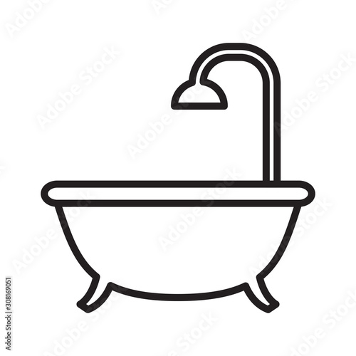 Bath tube icon vector simple design