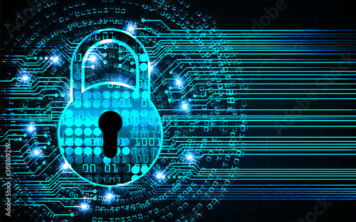 Closed Padlock on digital background, cyber security