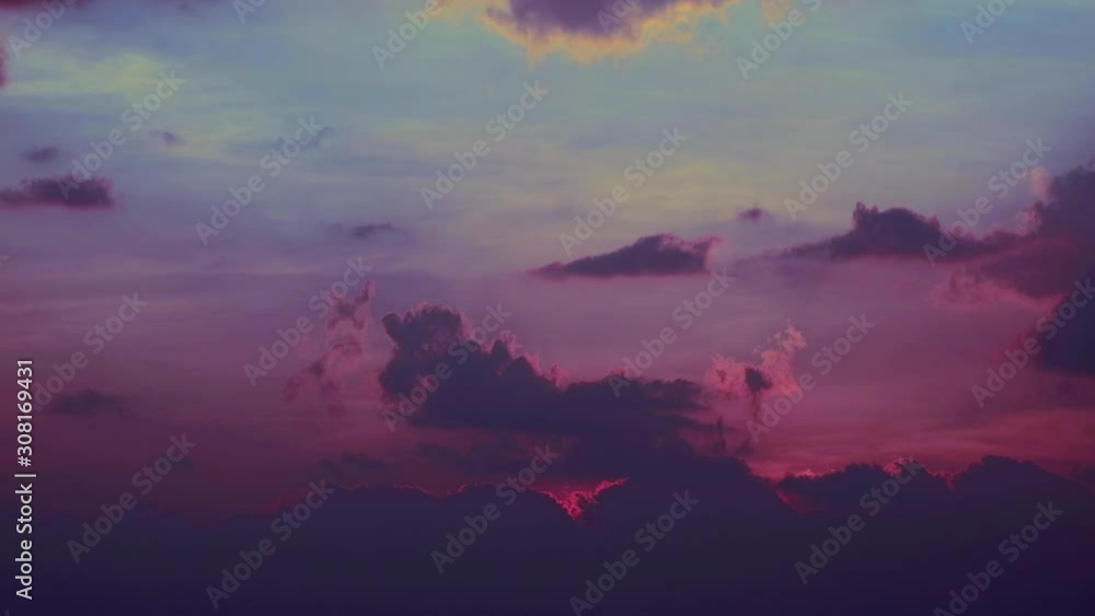 sunset dark sky and the cloud move passing sunset dark sky and the cloud move passing