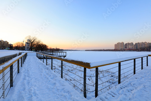 wooden bridge in the snow © junrong