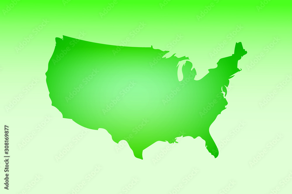 USA map using green color with dark and light effect vector on light background illustration
