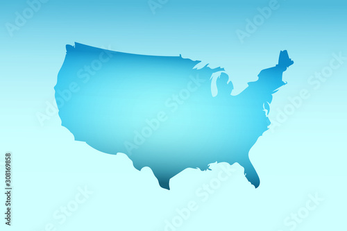 Blue USA map ice with dark and light effect vector on light background illustration