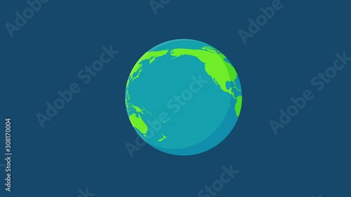 World movement Cartoon globe spinning around in space.