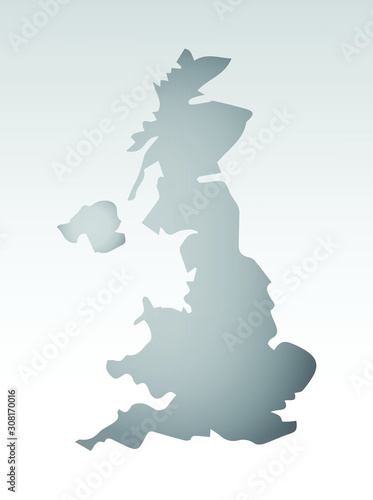 Black color UK map with dark and light effect vector on light background illustration