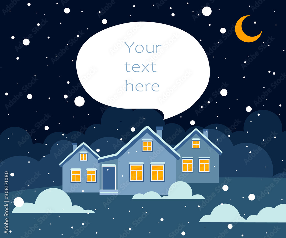 Naklejka premium winter village landscape. vector illustration.