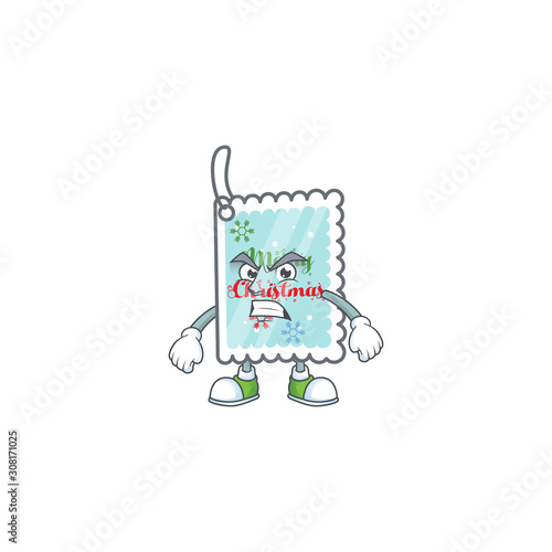 Christmas greeting card cartoon character style with angry face