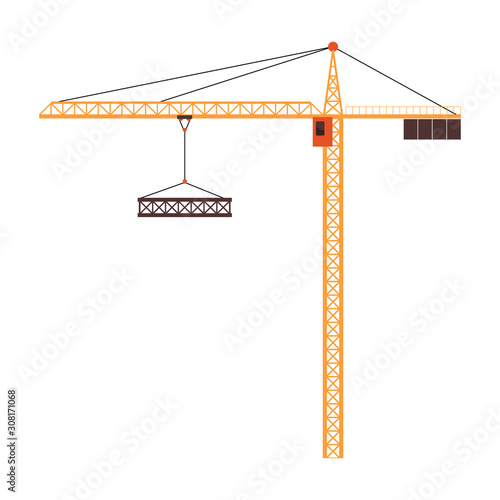 construction tower crane on white background, vector