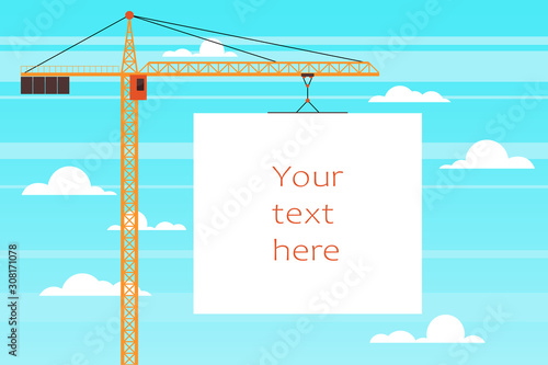 construction tower crane, vector. empty space