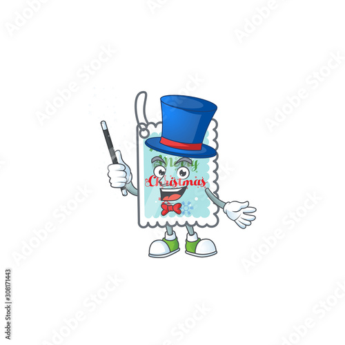 Cartoon character of christmas greeting card Magician style