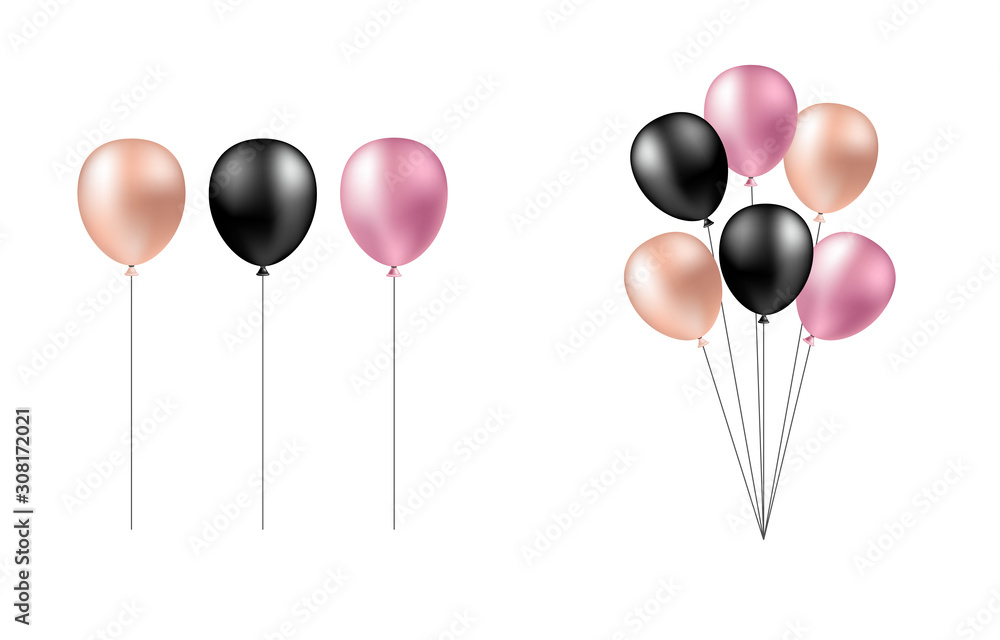 Bunch of balloons in realistic style vector isolated on white background. Isolated balloons Bunch of balloons in realistic style vector isolated on white background. Isolated balloons