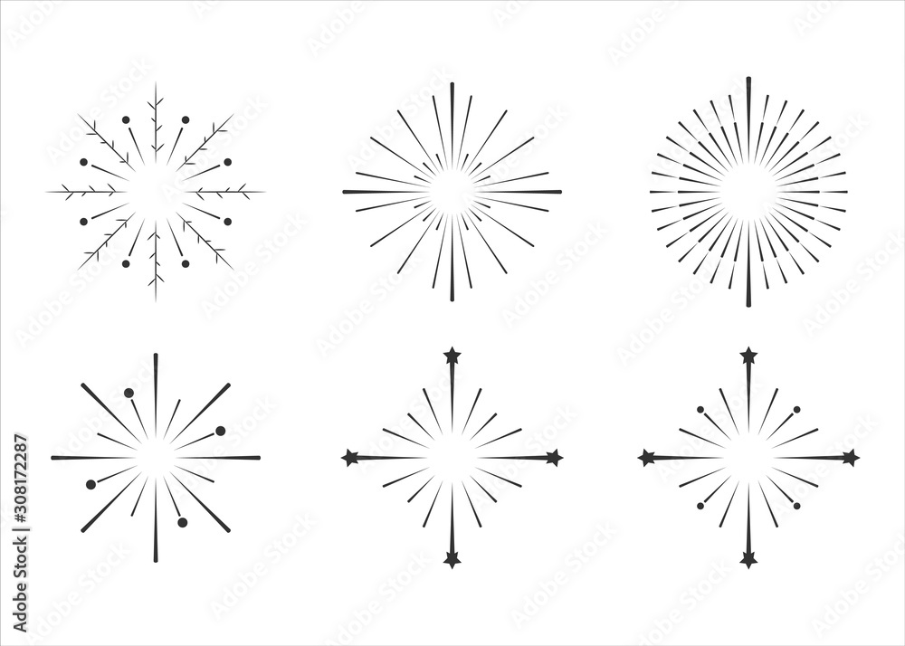 Collection of firework vector illustration for new year eve. Firework sets vector design for poster, flyer, and background