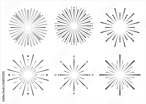Collection of firework vector illustration for new year eve. Firework sets vector design for poster, flyer, and background