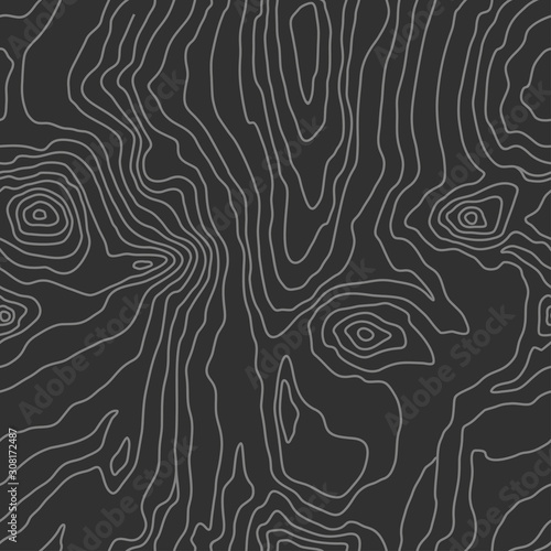 Wood grain black texture. Seamless wooden pattern. Abstract line background. Vector illustration