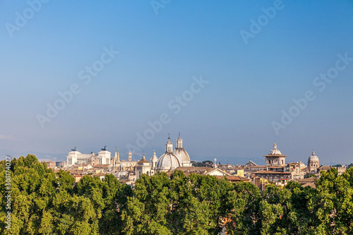 Panoramic view of the sights of Rome, Italy.